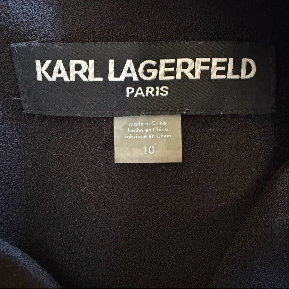 KARL LAGERFIELD little black dress v-neck cutout lace bottom dress 10 - Picture 9 of 16